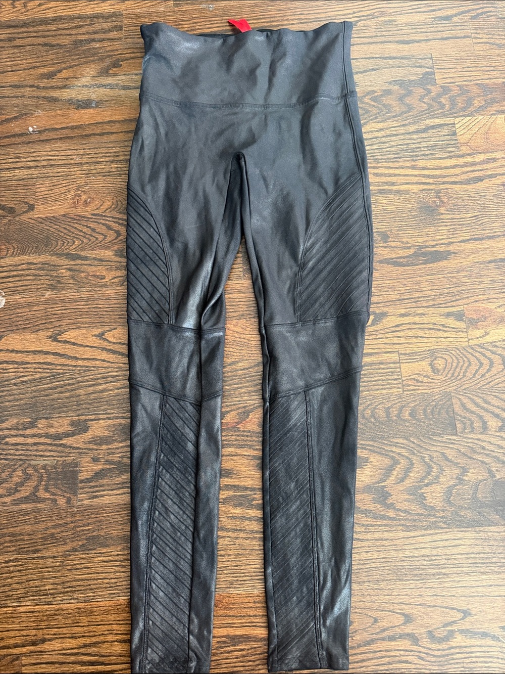 Spanx Faux Leather Black Moto Leggings